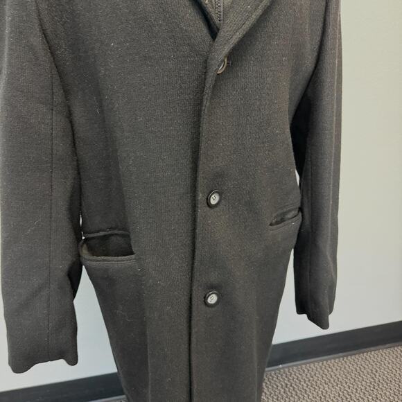 Black Rivet Pea Coat Mens Wool Blend Button Front Layered Warm Lined Size Small - Picture 10 of 13